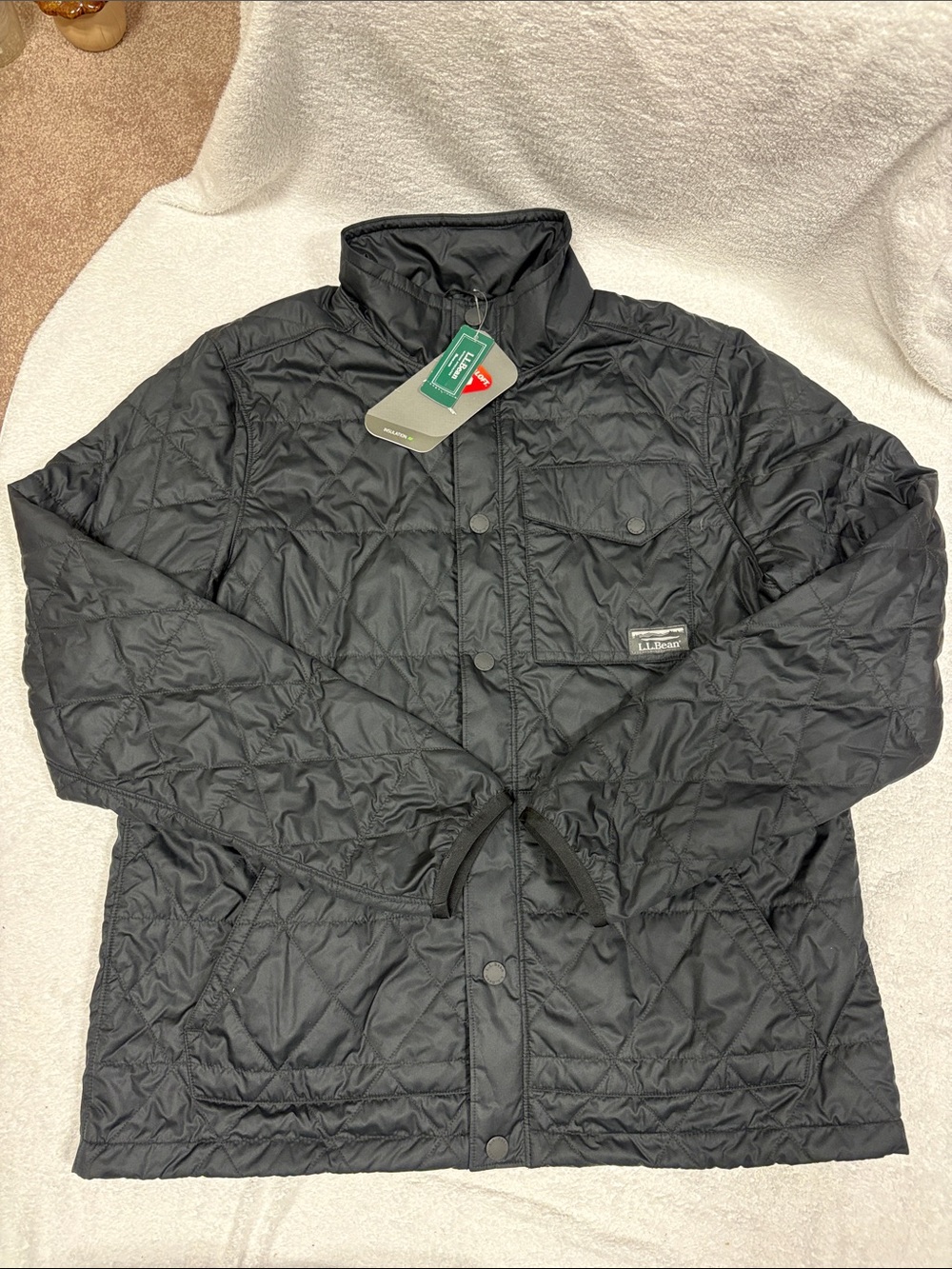 L.L. Bean Men's Black Quilted katahdin shirt Puffer Jacket men’s large